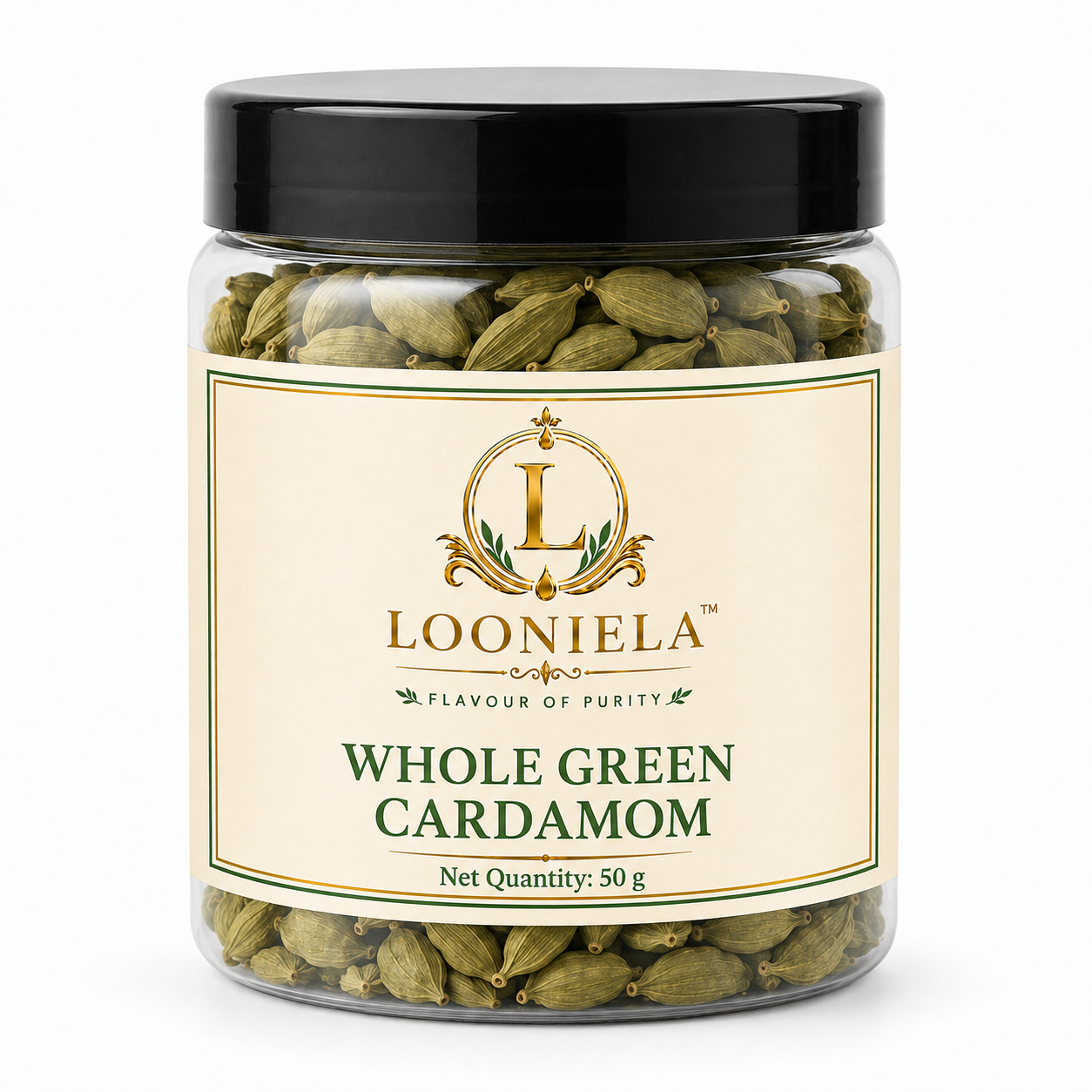 LOONIELA™ Green Cardamom (Elaichi) 7.5–8 mm – 50 g