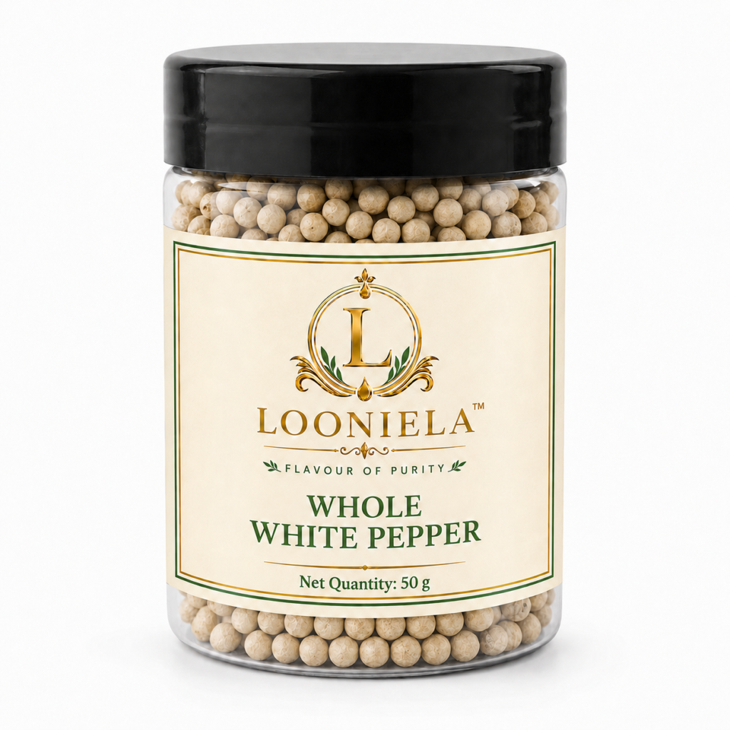 LOONIELA™ Whole White Peppercorns (Safed Mirch) – 50 g